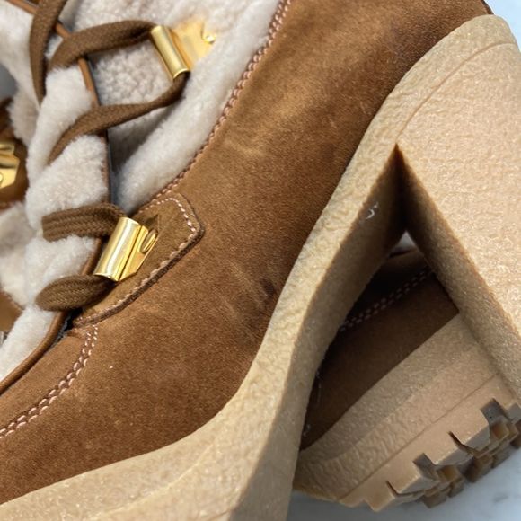 See By Chloe Karla Shearling Block Heel Boots Size 38 Preowned - Picture 10 of 10